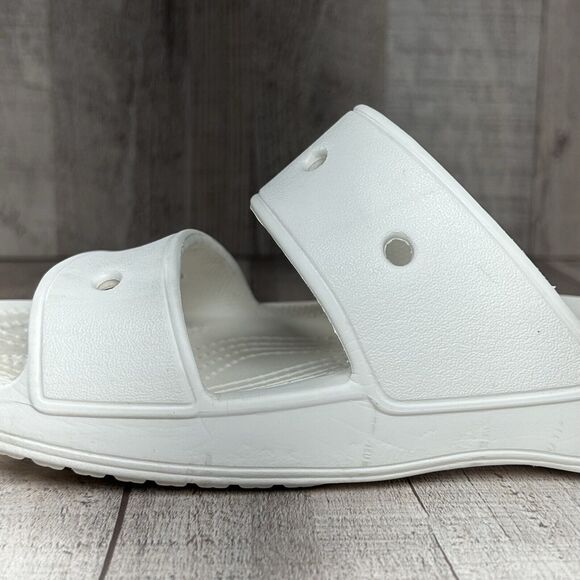 Crocs Women's Classic Slide Sandal Comfort Two Strap Slip On White Size 8 - Picture 14 of 16